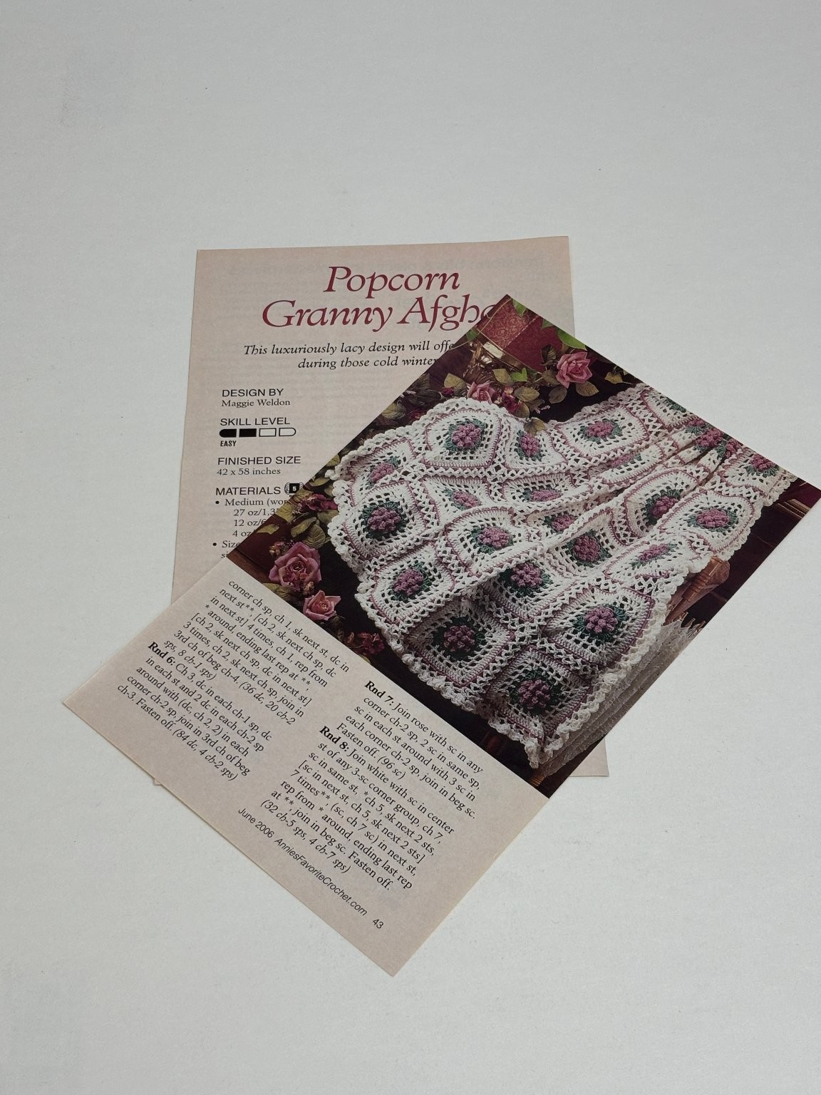 Popcorn Granny Afghan Crochet Pattern Worsted Easy Magazine Pages