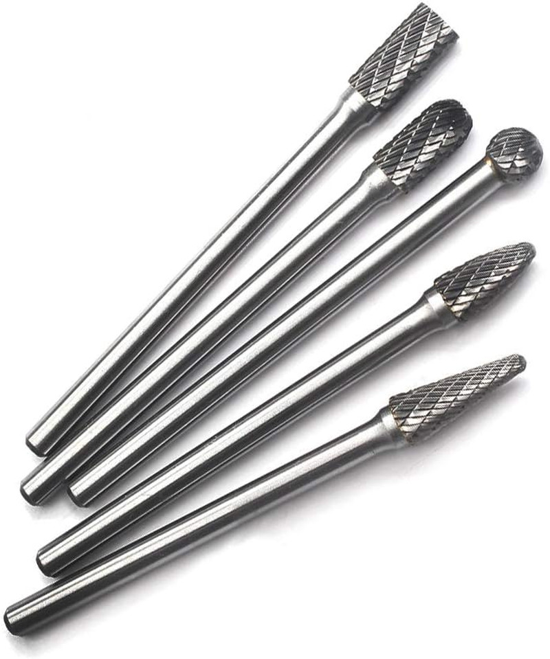 Carbide Burrs Set - 5Pcs Diameter Extended Long Double Cut Solid Carbide Rotary