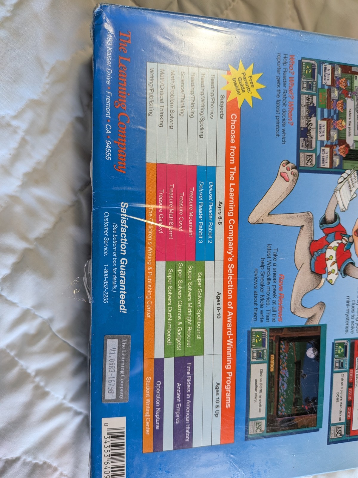 The Learning School Deluxe Reader Rabbit 3 WIndows Or MAC Ages 6-9 Unopen 1996