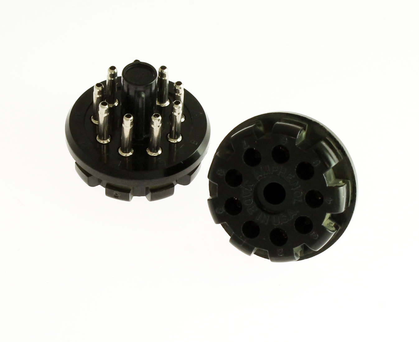 2pcs Wire Pro 86CP9 Amphenol 9 Pin Octal Style Plug Black Phenolic Heathkit