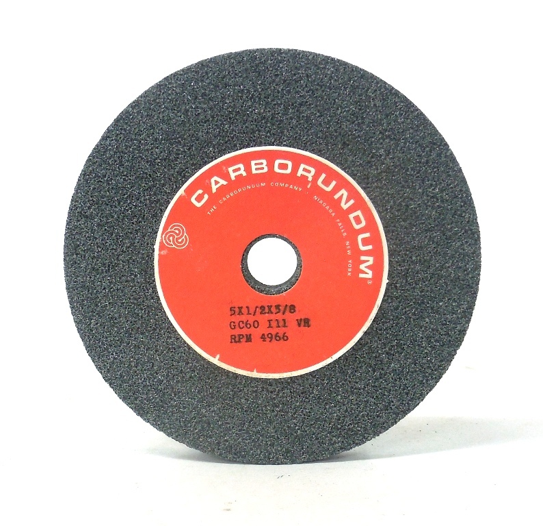 CARBORUNDUM GRINDING WHEEL GC60 I11 VR, 5" x 1/2" x 5/8," RPM 4966