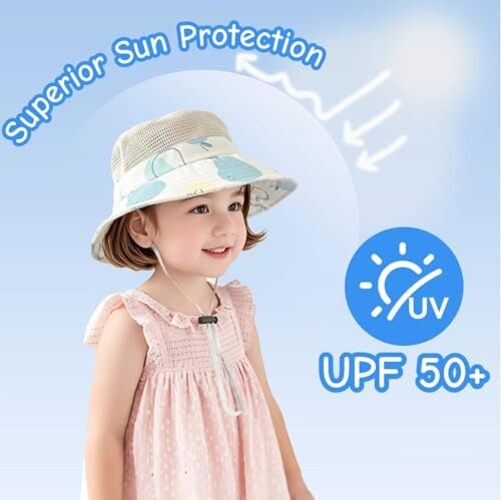 Baby Sun Hat Toddler Beach Hats with UPF 50+ Wide Brim Sun Protection Hat Blue