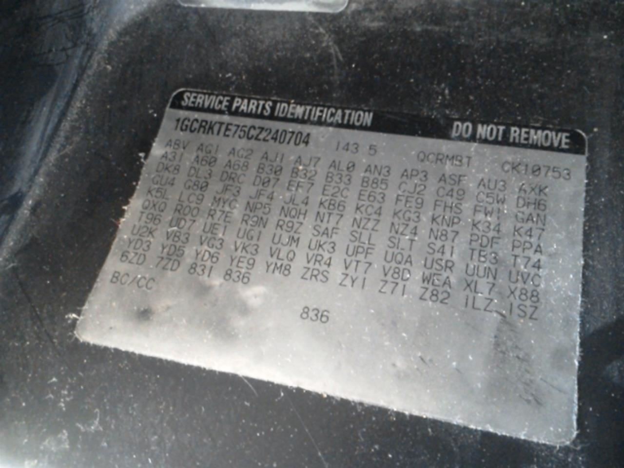 SILVRDO15 2012 Fuse Box Cabin 104892030
