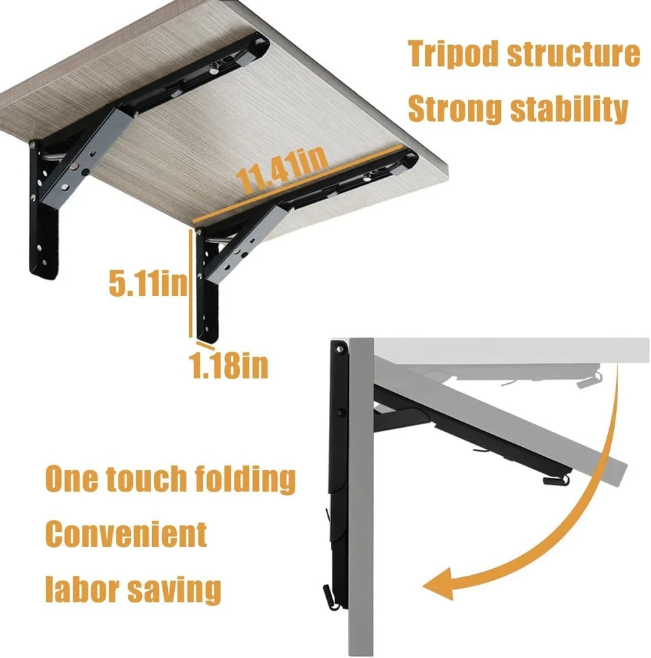 Wall Table Fold down Hinge,90 Degree Self-Locking Folding Hinge,Save Space Drop