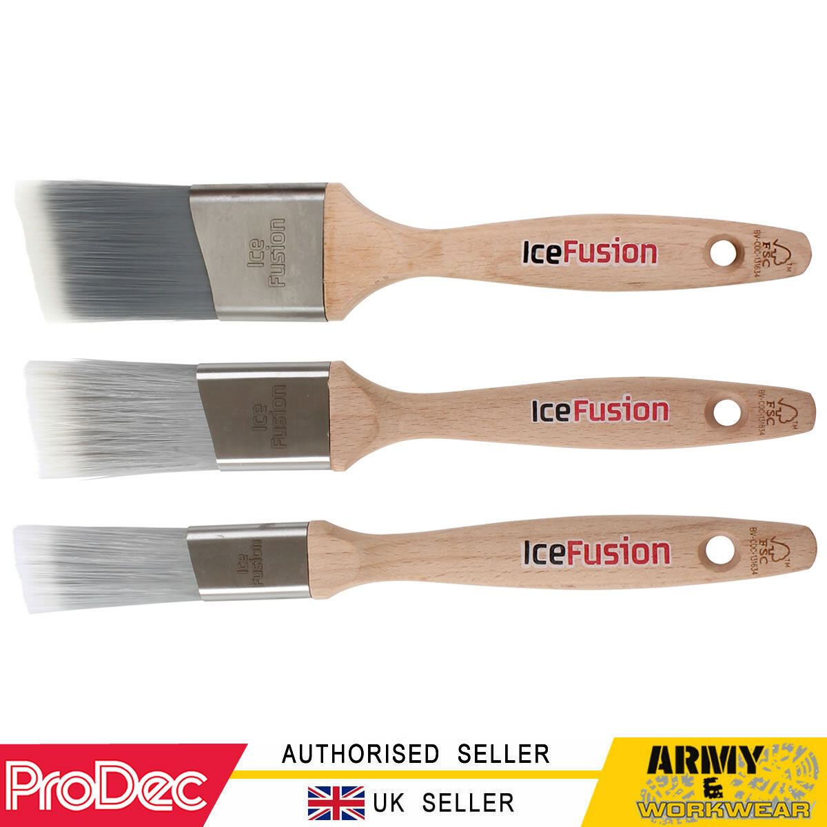 ProDec Paint Brush Ice Fusion Cutting In Long Handle Angled Sharp Lines Trade