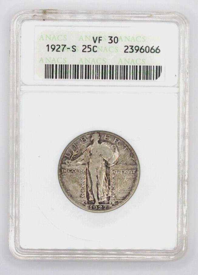 1927-S   Standing Liberty Quarter, ANACS VF30, KEY DATE, Issue Free