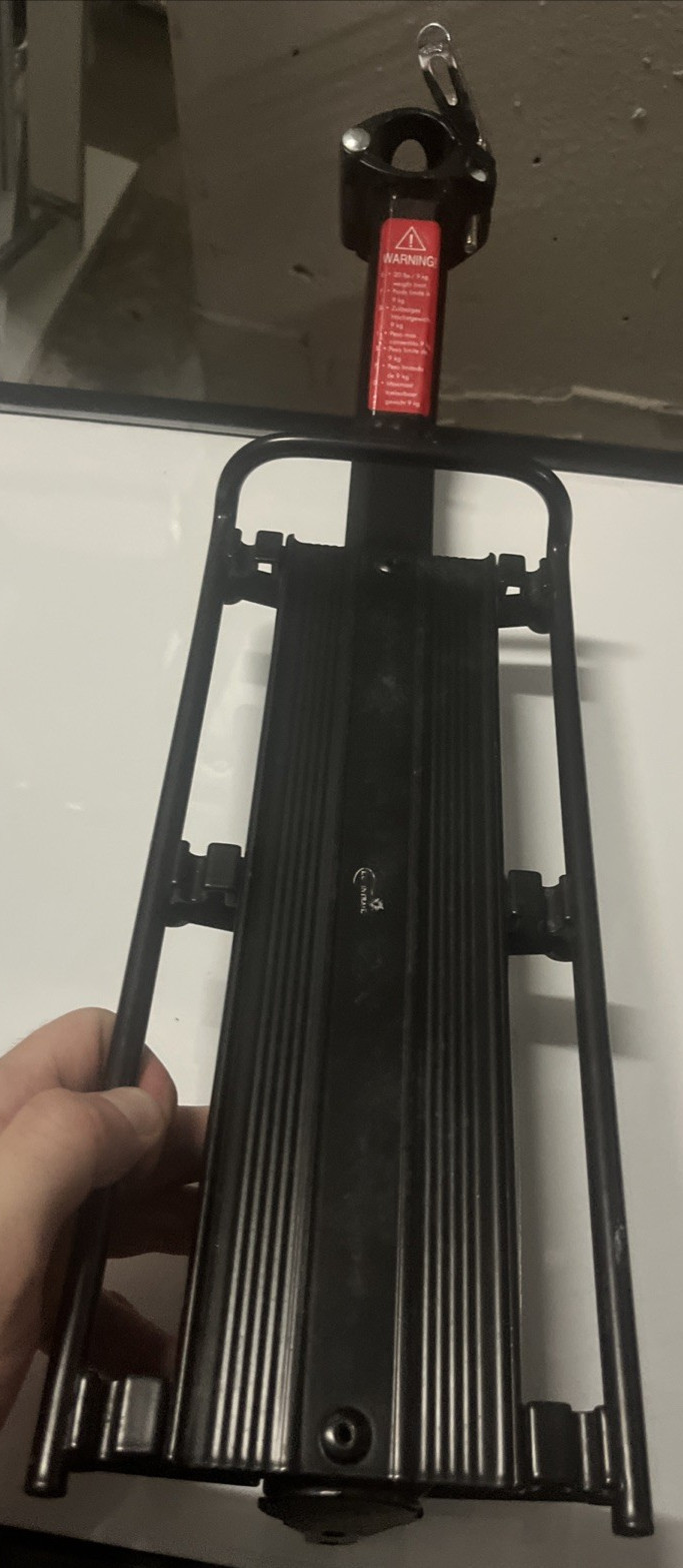 LuminTrail Bicycle Cargo Rear Luggage Rack Black Metal ~20" Seatpost Release