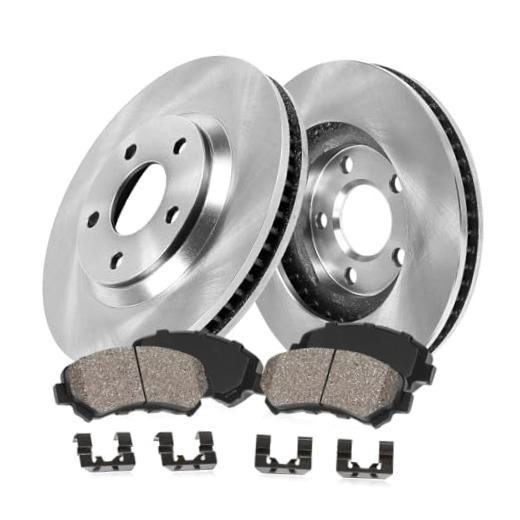 Front Replacement Brake Disc Rotors and Ceramic Brake Pads + Stock Replacement