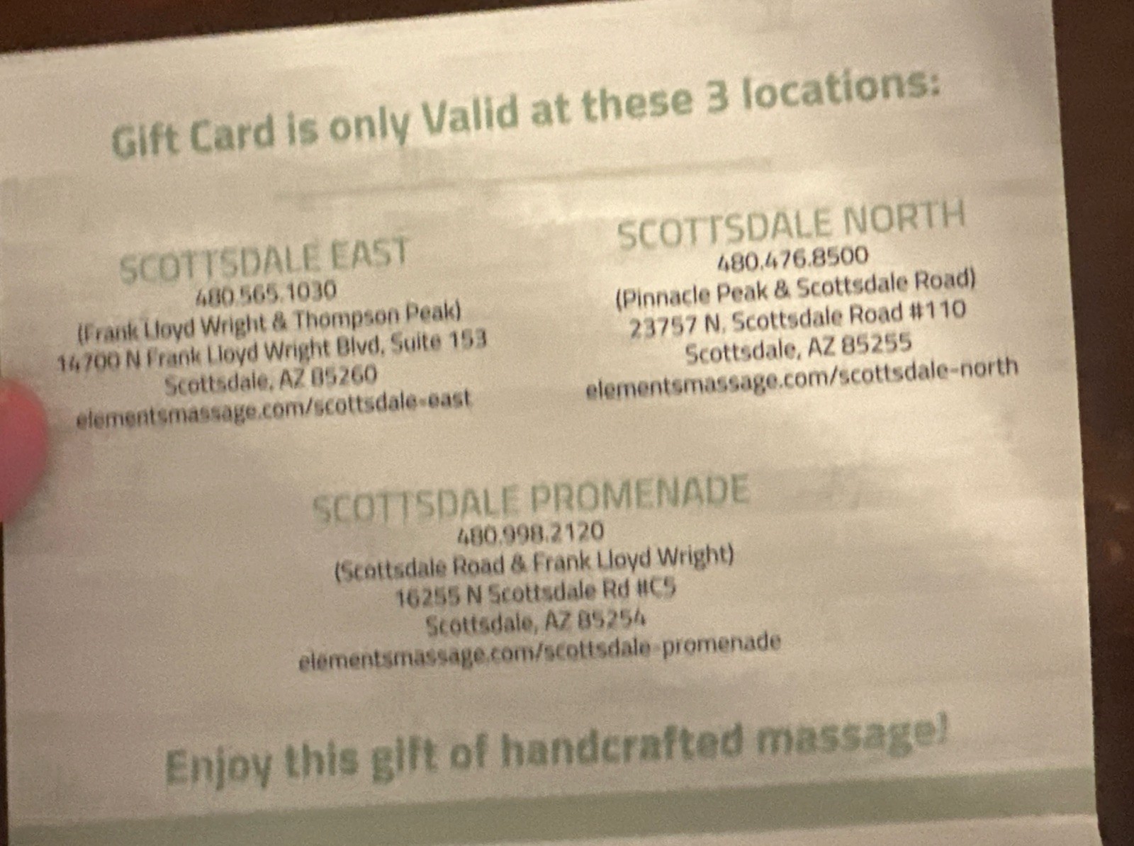 2 Hr Massage Gift Card Elements Massage Scottsdale, Az