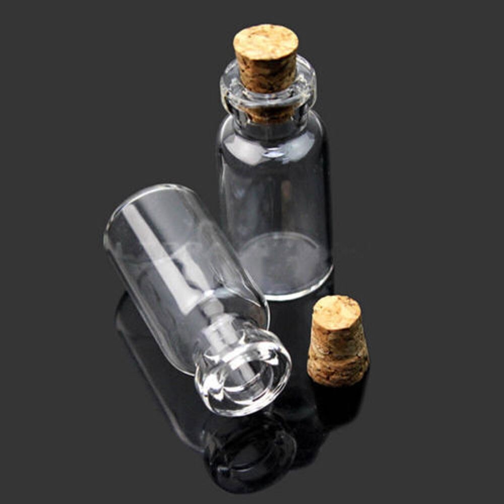 100pcs 0.5ml Clear Mini Glass Bottles Empty Tiny Small Vials Jar w/ Cork Stopper