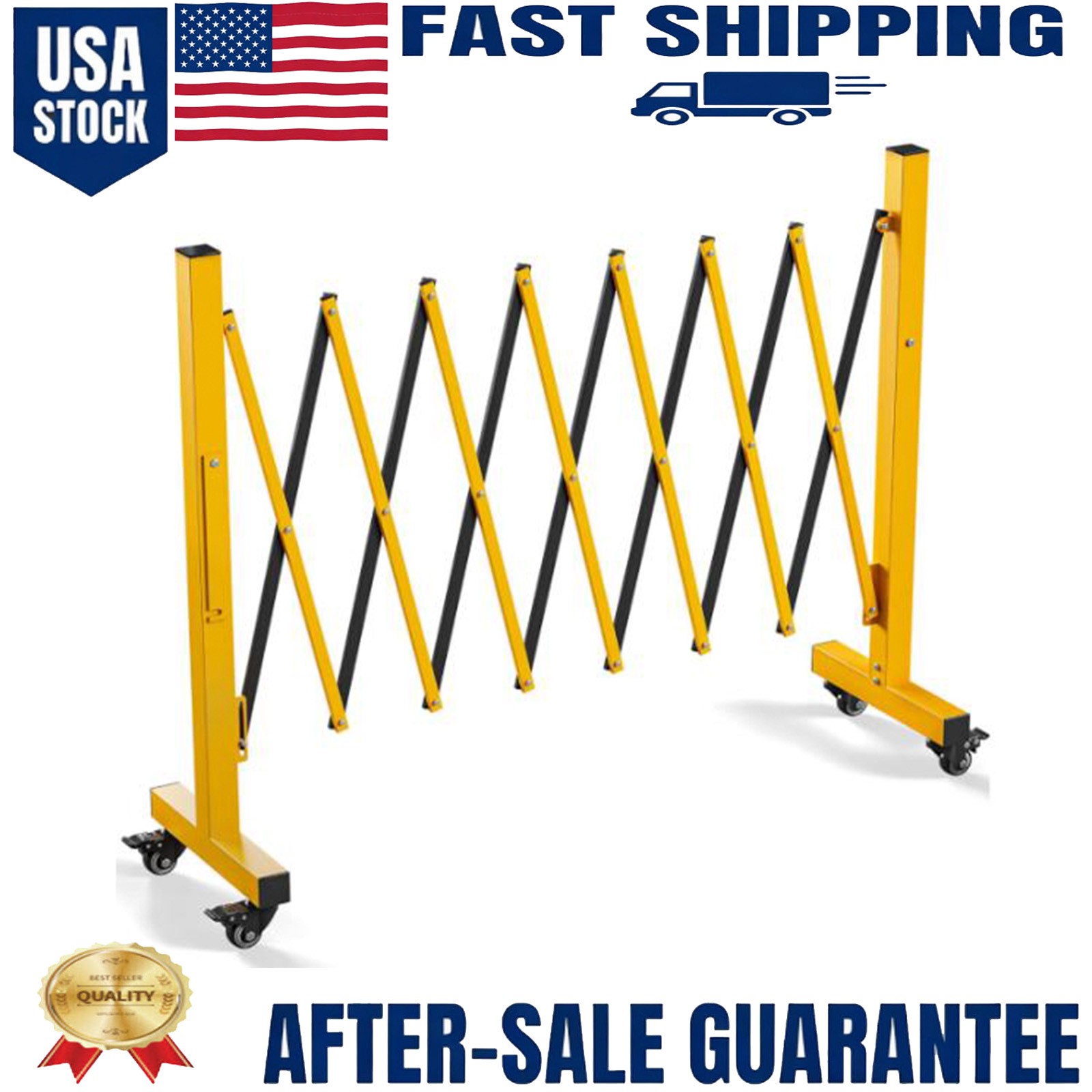 Expandable Metal Safety Barricade Gate 8FT Folding Portable Barrier Fence