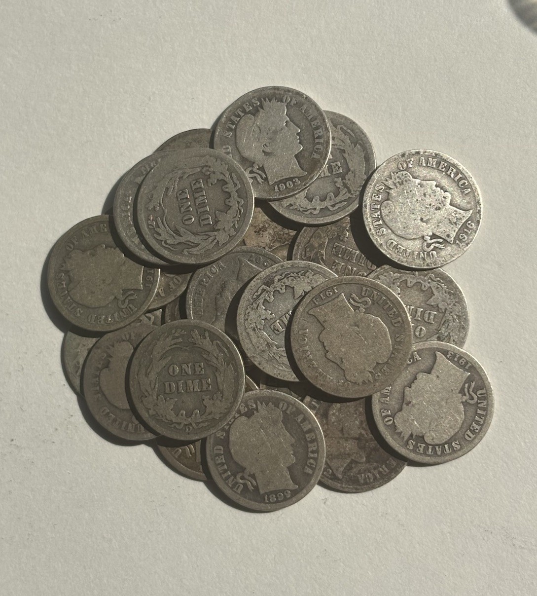 🔥 Lot Of 10 Barber Dimes - Various Dates - 90% Silver 🔥