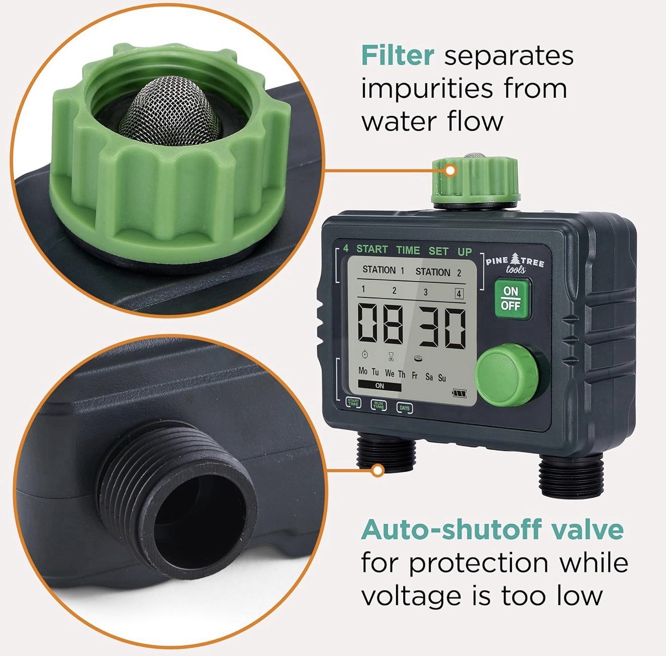 Pine Trees 2-Zone Hose Water Timer Programmable NEW (No Manual)