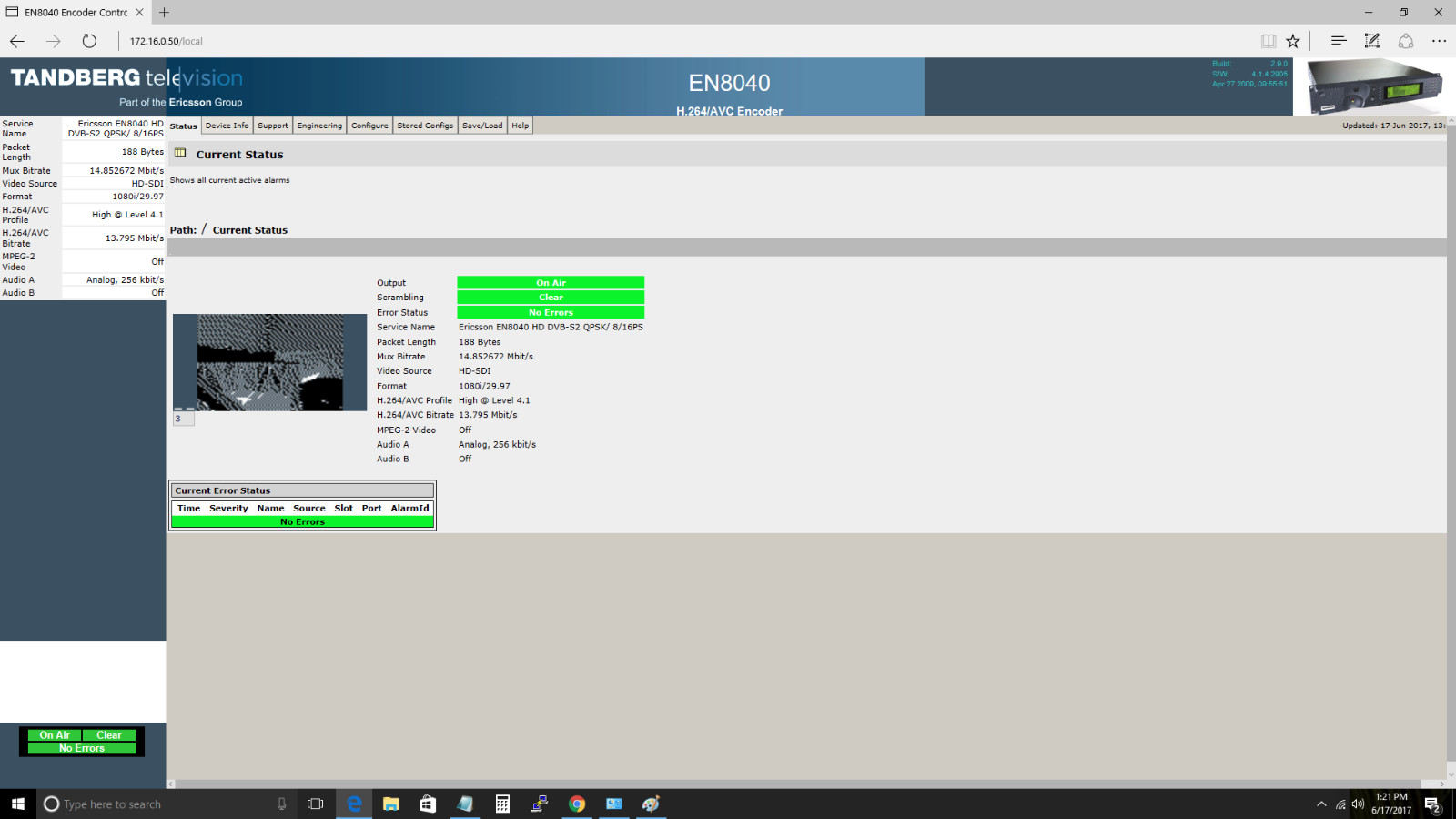 DVB DSNG Tandberg EN8040 MPEG-2/4 HD/SD SDI ENCODER DVB-S2 IF-Band OUTPUT