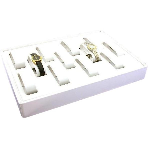 12 Slots Watch Display Tray White Leather Showcase Unit 12 1/2" x 8 3/4"