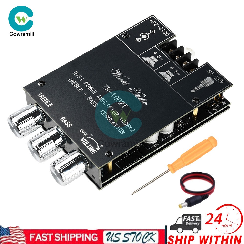100W*2 2-Channel Bluetooth Audio Power Amplifier Module Bass Treble Adjustable