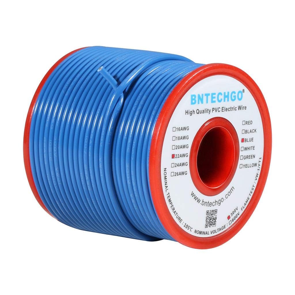 22 Gauge PVC 1007 Solid Electric Wire Blue 100 ft 22 AWG 1007 Hook Up Tinned ...