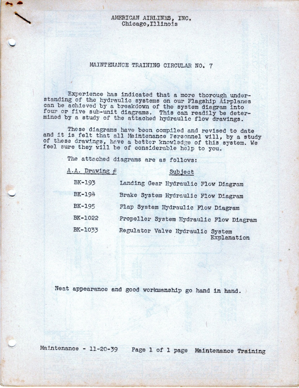 1939 AMERICAN AIRLINES Mechanic Apprentice Training Information Booklets 85 Pgs.