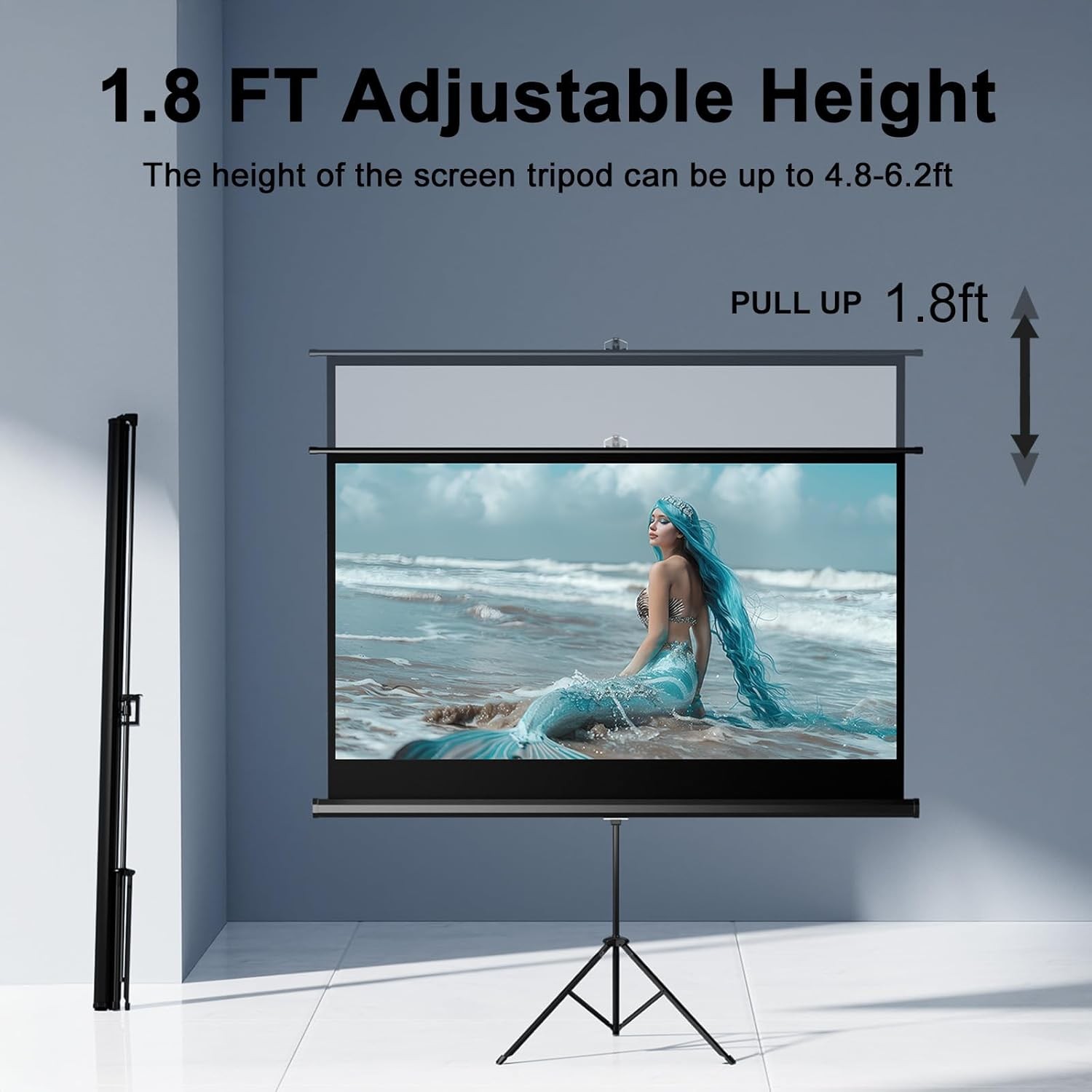 Outdoor Projector Screen with Stand Tripod, Indoor Pull Up Portable...