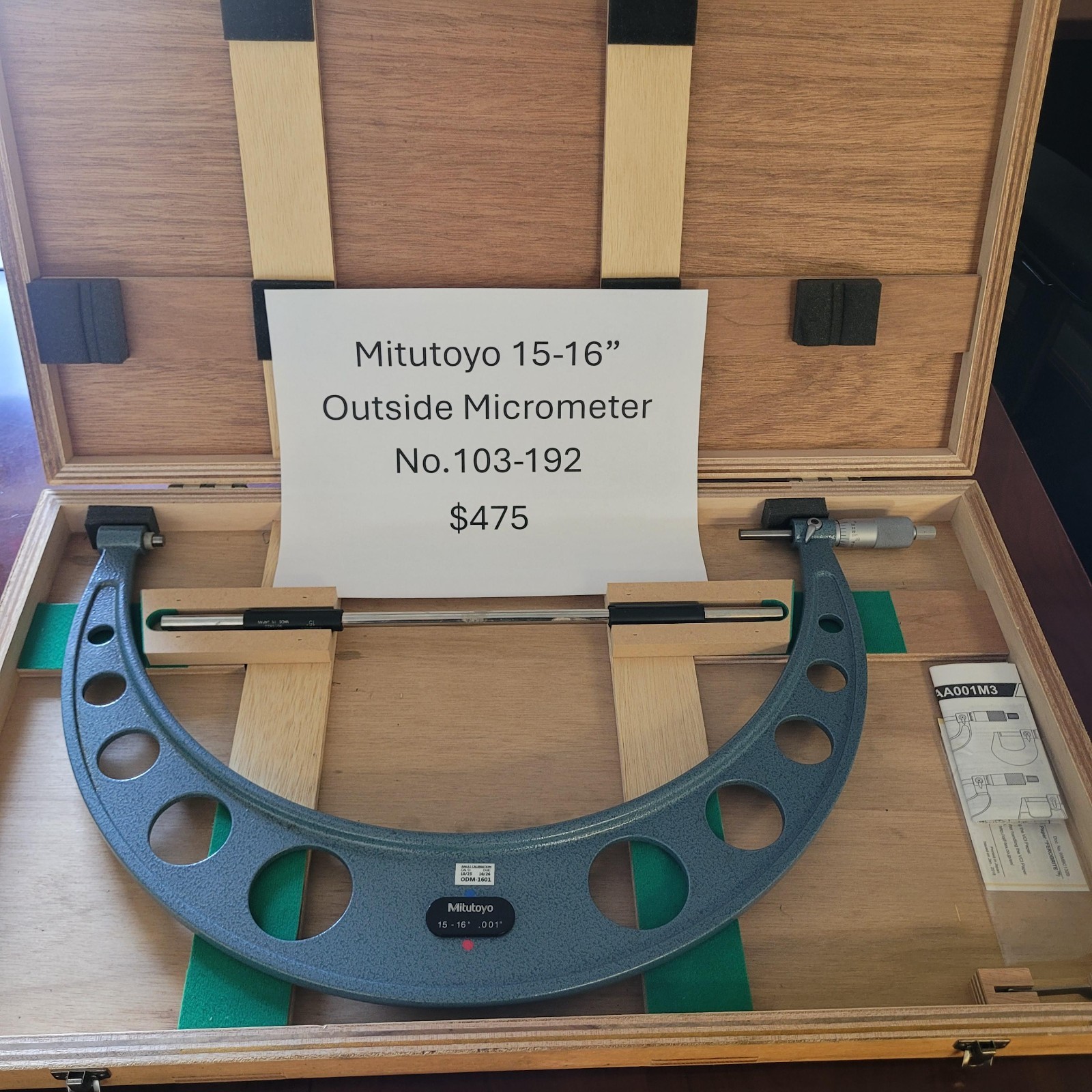 Mitutoyo 15-16" Outside Micrometer
