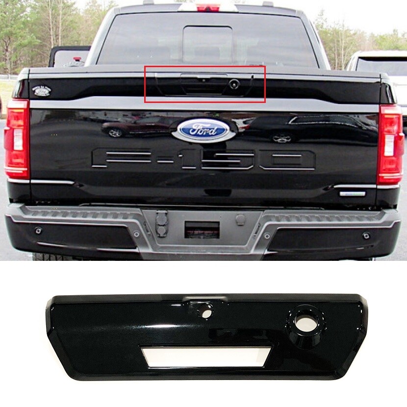For 2021 & Up Ford F150 F-150 GLOSS BLACK Tailgate Handle Cover Camera LED Hole