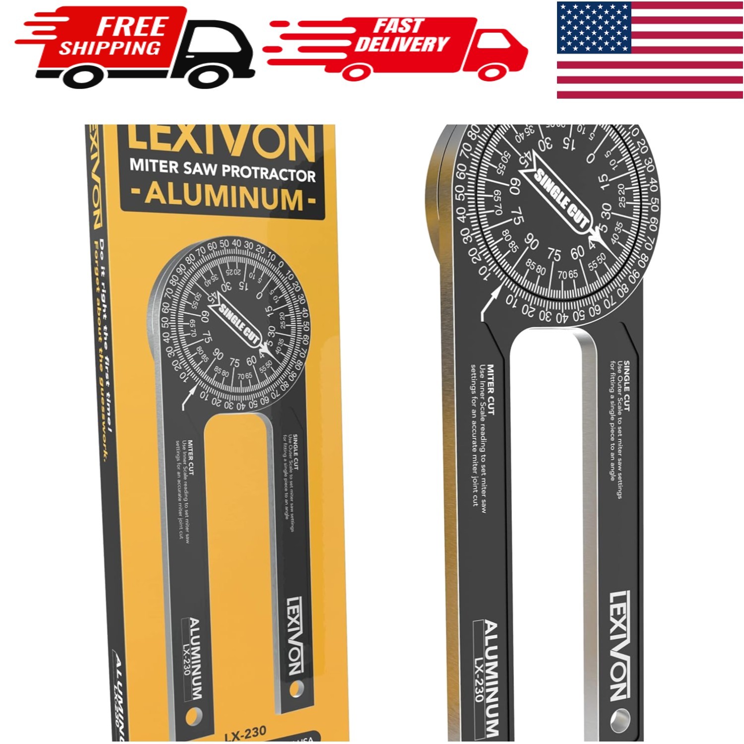 7-Inch Rust-Proof Angle Finder with Laser Engraved Scales - Adjustable & Durable