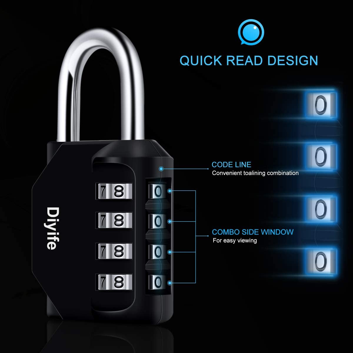 Combination Padlock, 4 Digit Locker Lock Weatherproof Lock Outdoor Combination