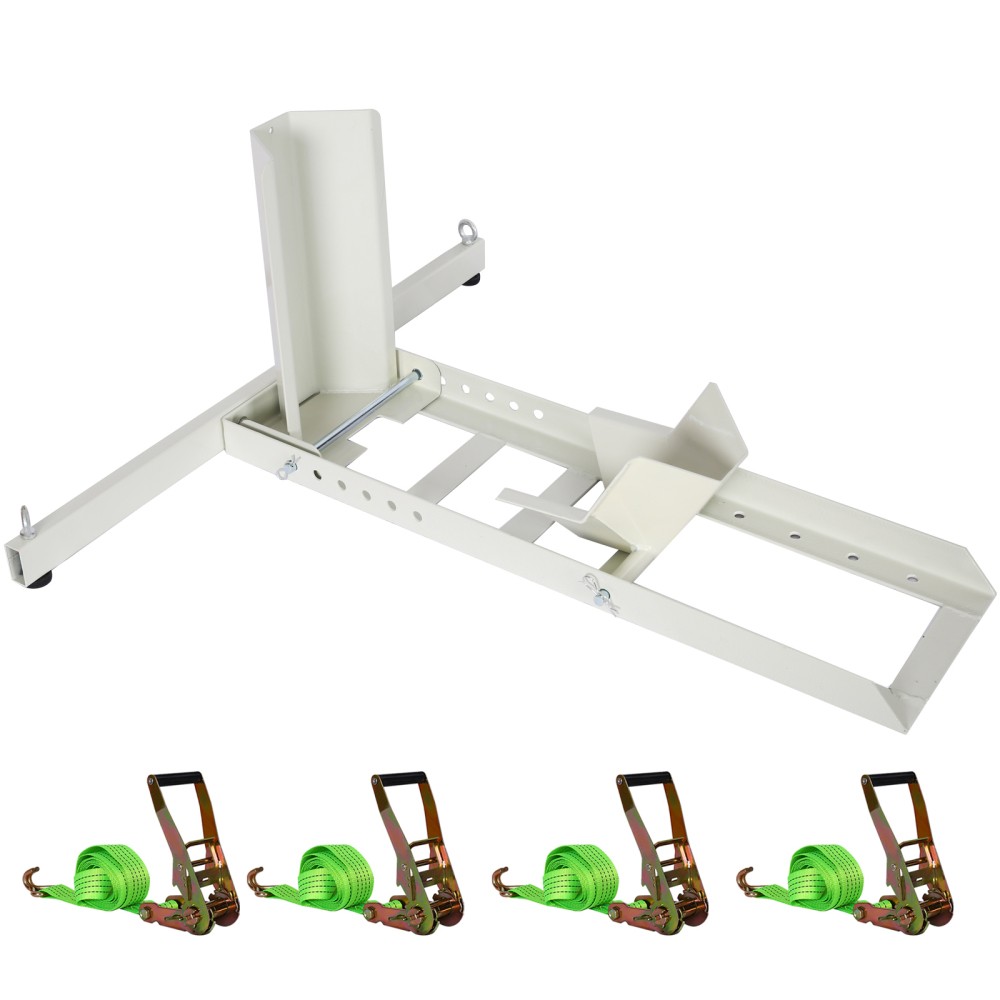 Adjustable 1800Lb Capacity Motorcycle Wheel Chock Stand 4 Tie Down Sets