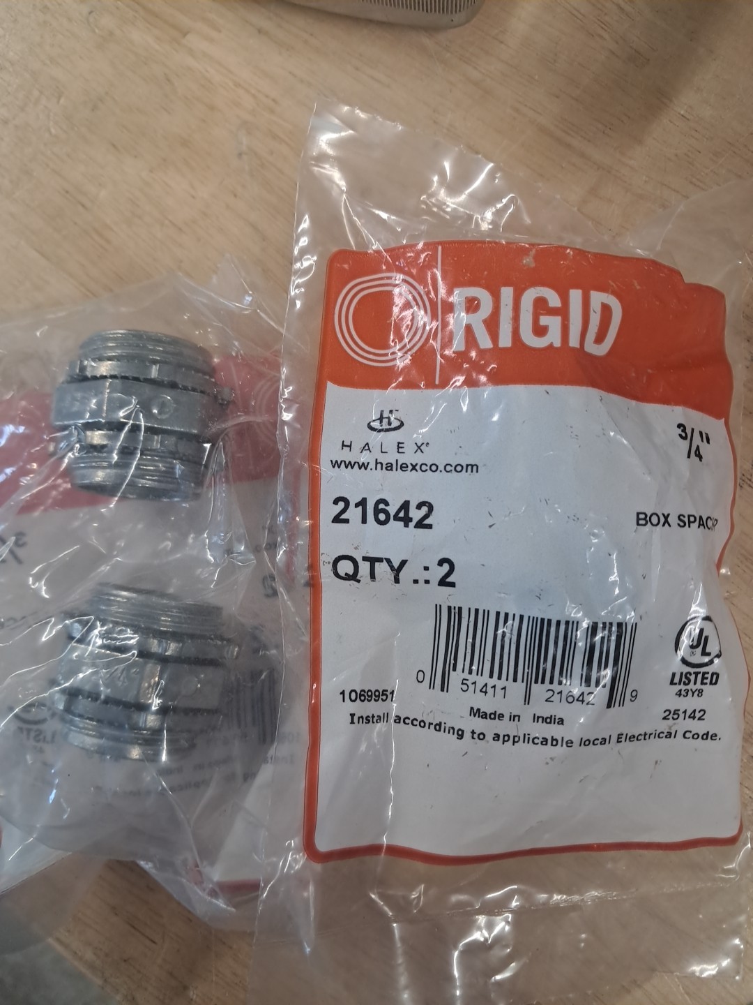2 Pk Rigid 3/4 in.   Round Zinc Box Spacer 21642