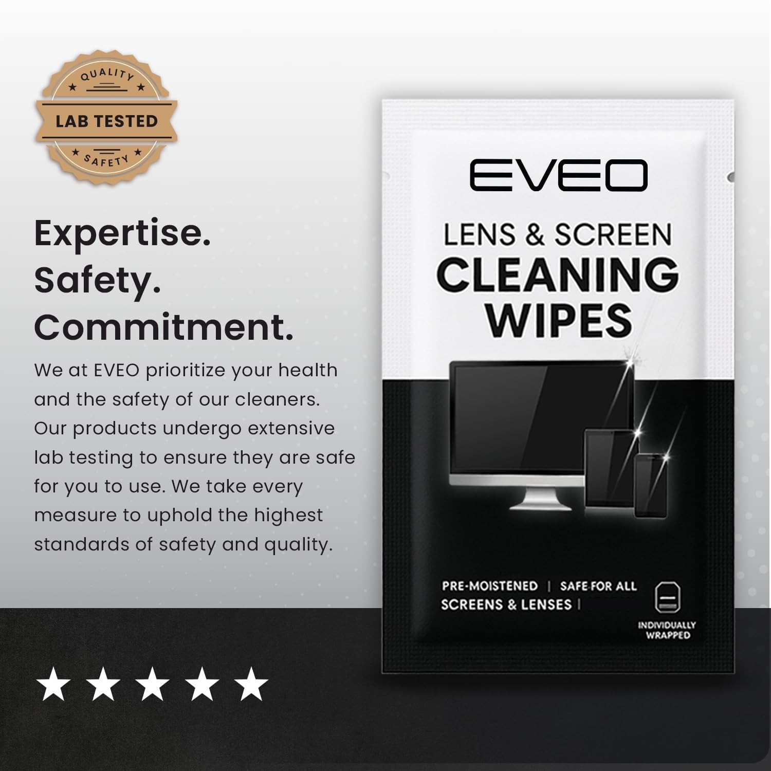 EVEO Screen Wipes (150 Pack) - Electronic Wipes, Computer 150 Pack, White