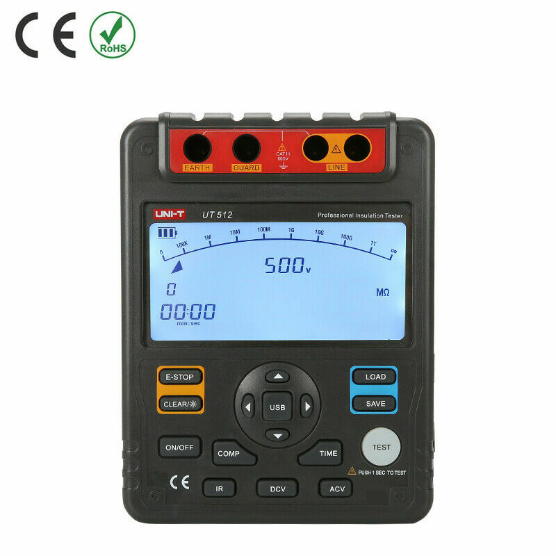 UNI-T UT512 Insulation Resistance Testers Voltmeter Auto Range 2500V 100GΩ Kd