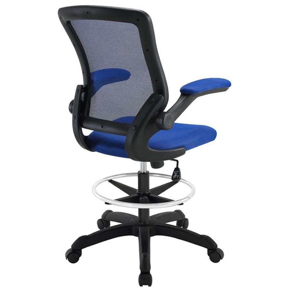 Modway Veer Modern Mesh Fabric & Metal Drafting Chair in Blue
