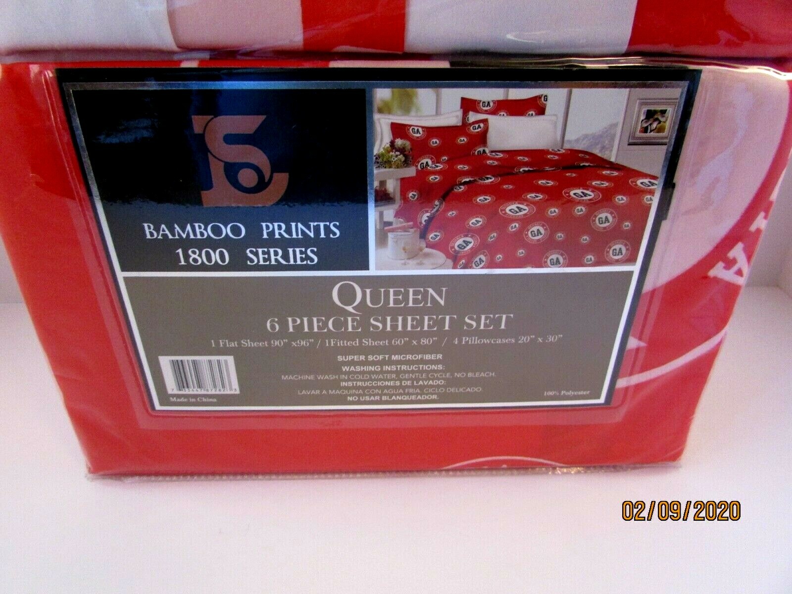 6 Piece Georgia RED  WHITE "Queen"  Sheet  Set Microfiber NEW Unopened