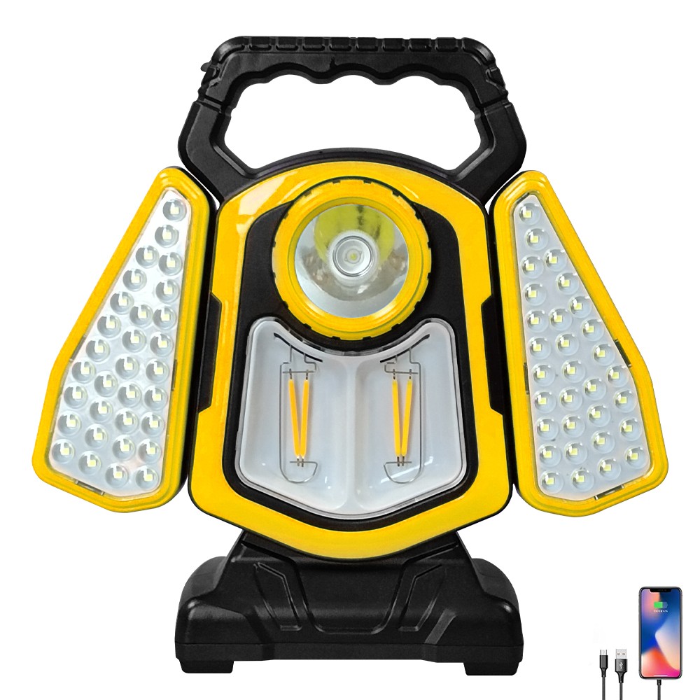 Solar LED Work Light Rechargeable 10000LM Portable Folding COB LED Flashlight