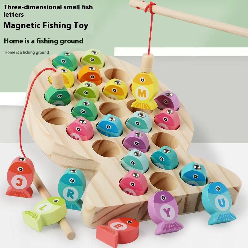 Wooden Children Fishing Toys Baby Montessori Early Education Toys Kids