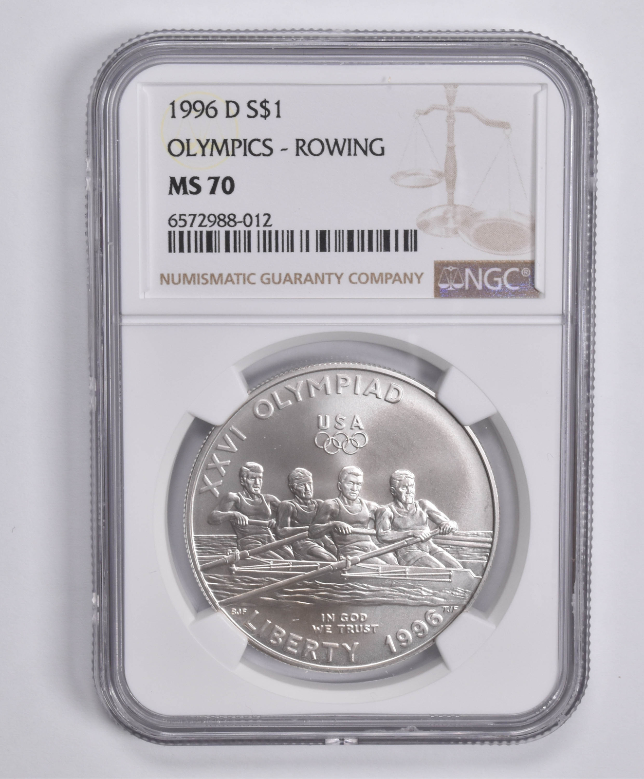 1996-D Olympics Rowing Commemorative Dollar MS70 NGC
