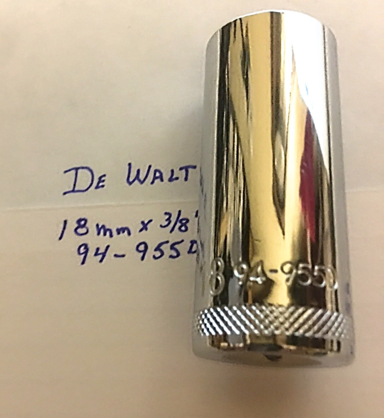 DeWalt 18 mm x 3/8" Dr Deep Polished Chrome Socket 94-955D  6Pt  Free Shipping