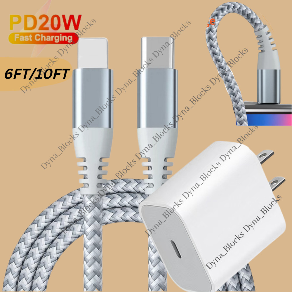 20W USB-C Power Adapter PD Fast Charge Cable 6FT/10FT For iPhone 14/13/12/11 XR