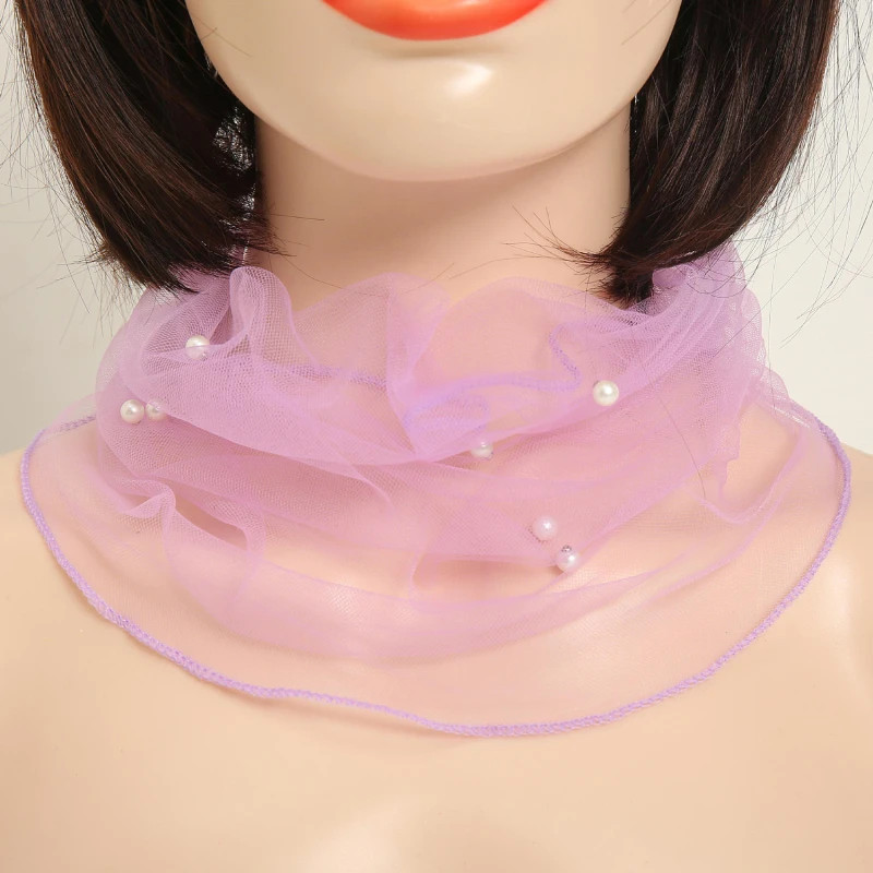 Spring Summer Chiffon Neck Collar Scarf Women Head Thin Sunscreen Variety Sm