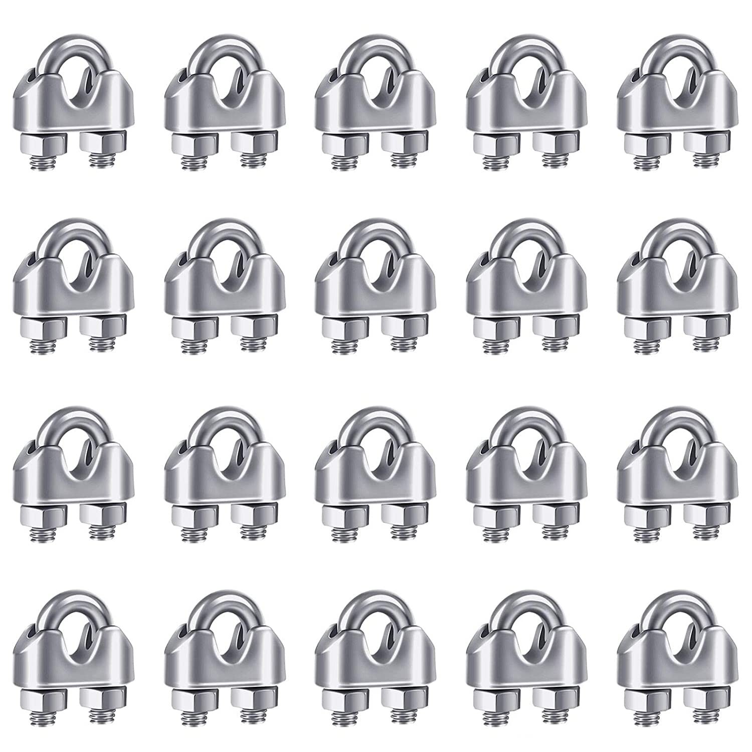 YAMASO 20PCS 1/8 Inches M3 Stainless Steel Wire Rope Cable Clip Clamp