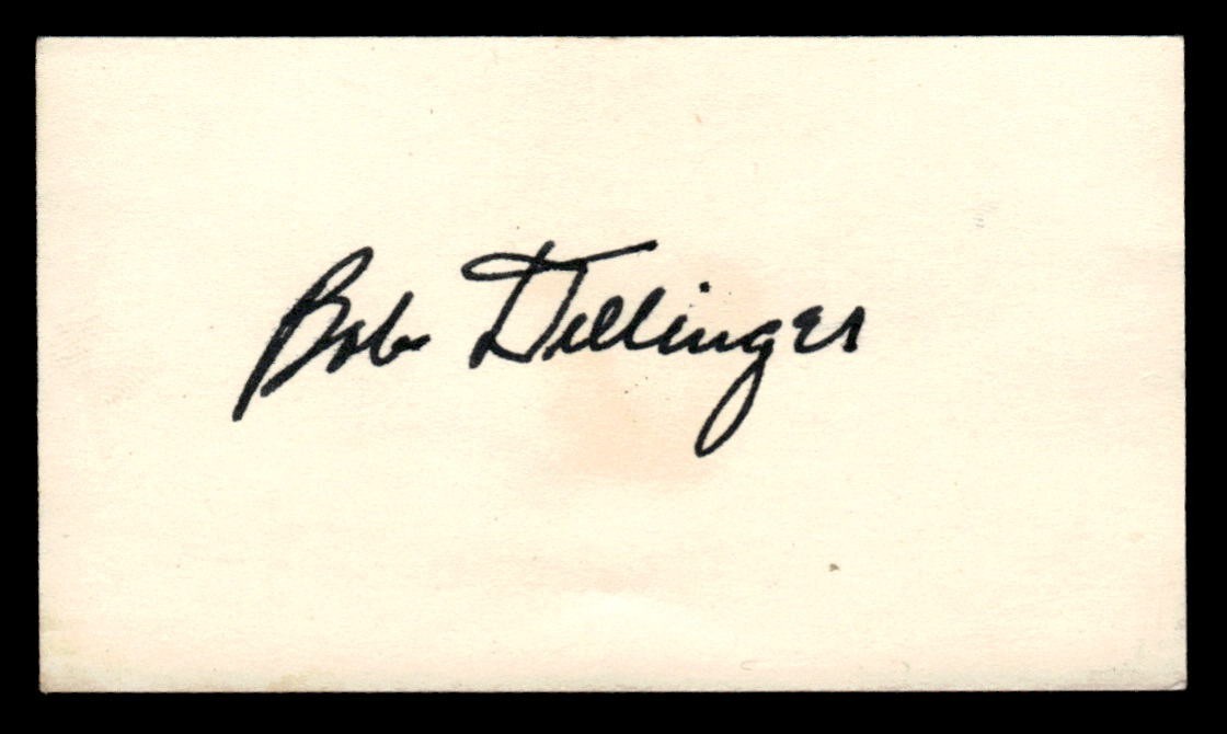 Bob Dillinger Browns Pirates Baseball Signed 2 x 3.5" Business Card Auto *BC27