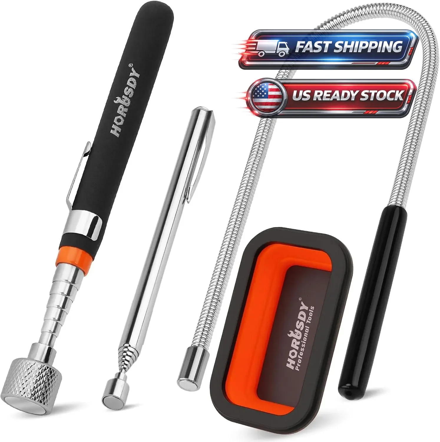 Flexible Magnetic Pickup Tool, 24" Long Bendable Extension Retriever