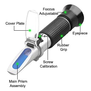 Honey Refractometer with ATC - Measures Refractometer, Black