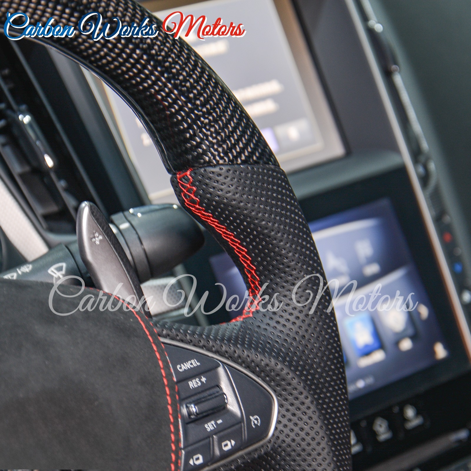 Real Carbon Fiber Steering Wheel For Infiniti Q50 2014-2017 N/Heated,Plug & Play