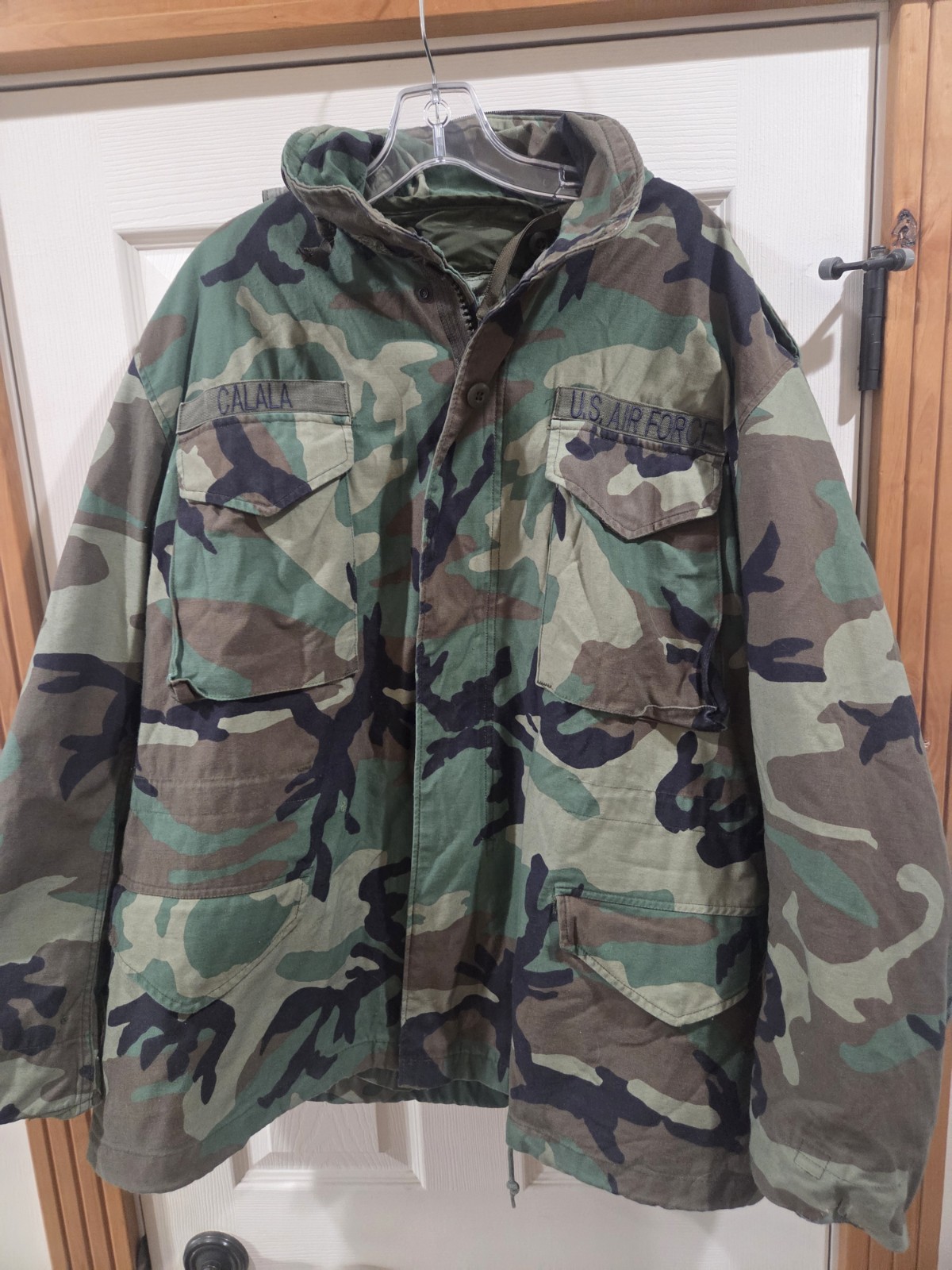 US Military Coat Cold Weather Field Woodland Camo W/Cold Weather Coat Liner LG R