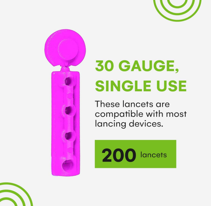 Lancets for Diabetes Testing - Multicolored - 200 Count