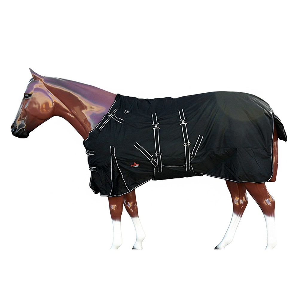 Hilason 600D Waterproof Winter Horse Turnout Blanket Belly Wrap Black Ripstop