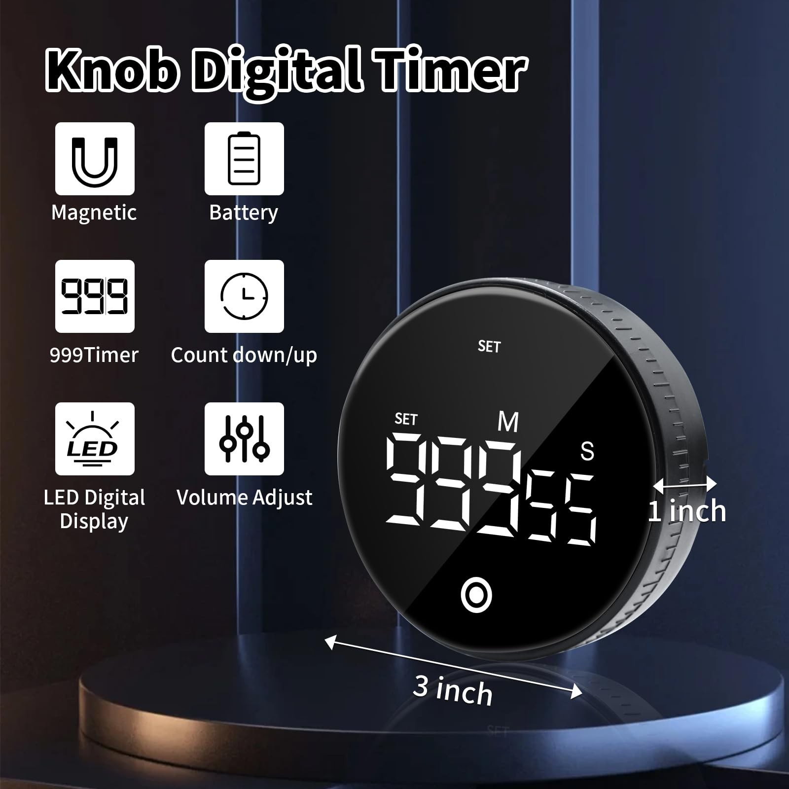 Digital Kitchen Timer, Magnetic Visual Countdown Countup Timer with Large LED...