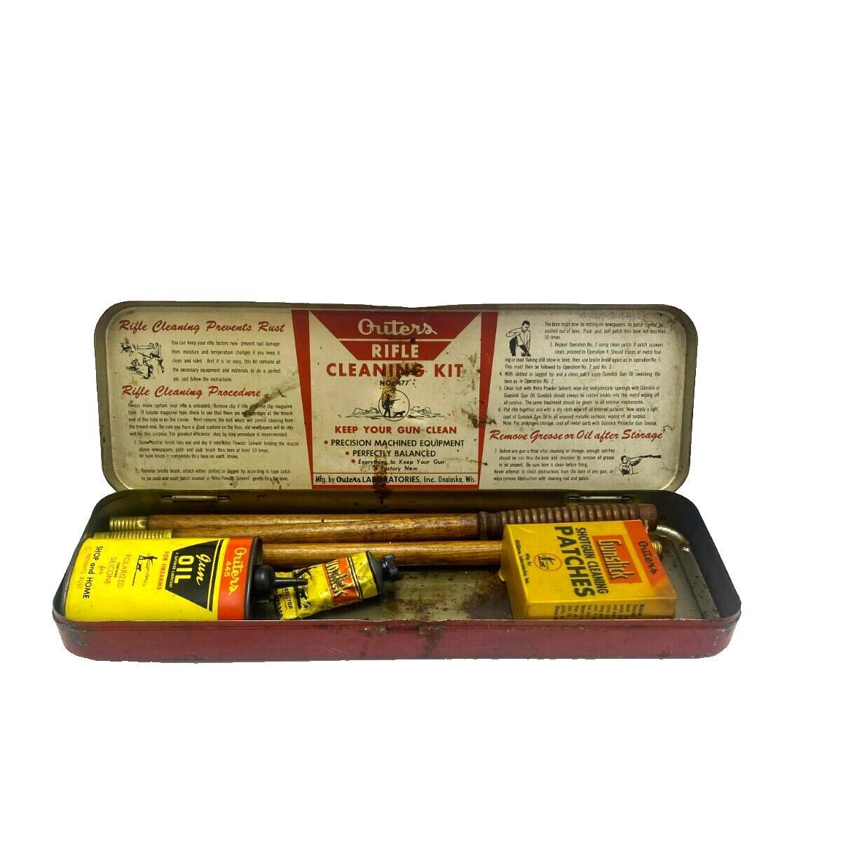 Vintage Outers Gunslick Rifle Cleaning Kit Red Metal Case