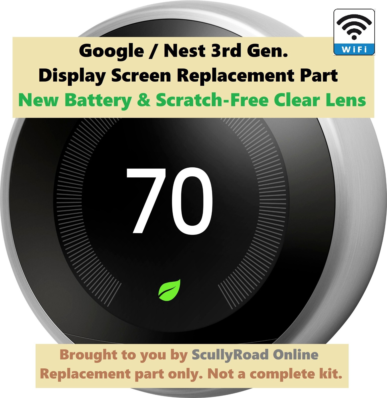 Google Nest 3rd Generation Learning Thermostat Stainless Steel- REPLACEMENT PART